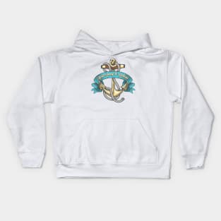 Anchor with Ropes and Ribbon Tattoo Illustration Kids Hoodie
